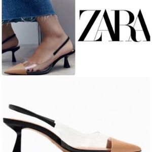 Zara Perspex Nude Black Heels